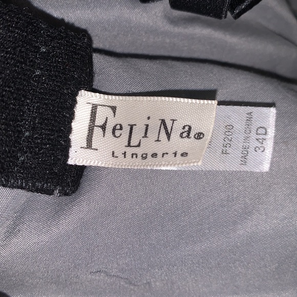 34D | Felina Underwire Push-Up Black & Red Lace Unlined Sexy Bra - Picture 5 of 5